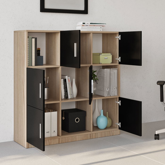 Hanah Home Armario Multiusos Vo7-Ob Roble y Negro